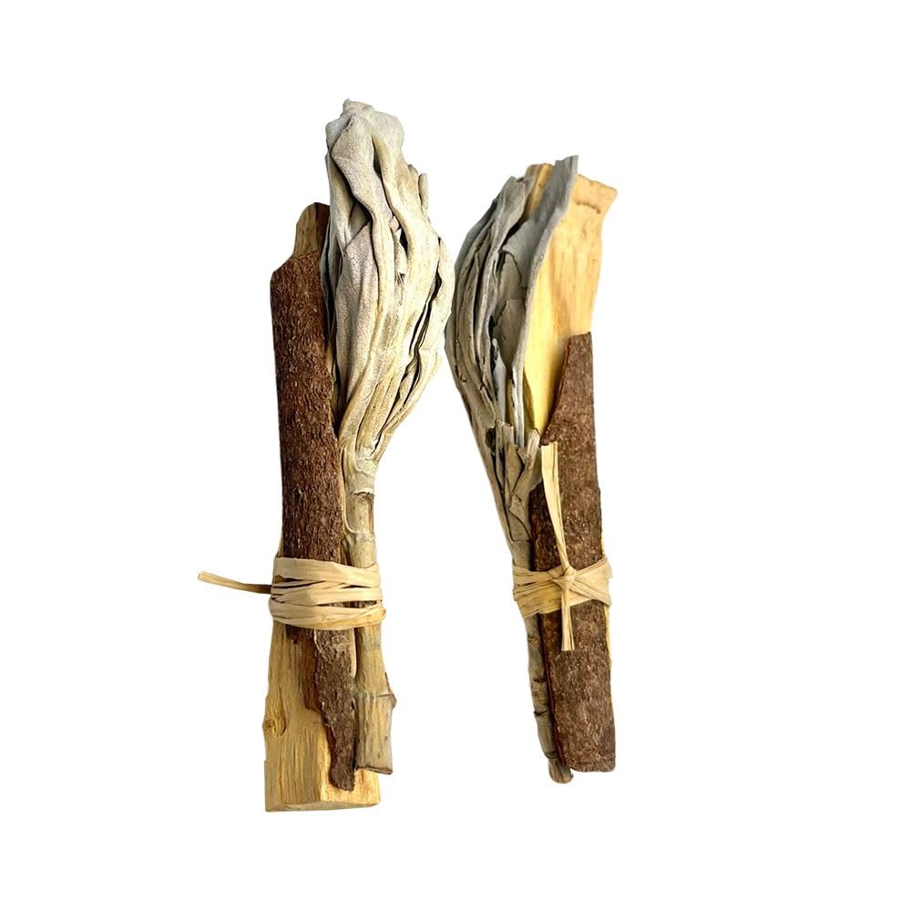VIE Mini Smudge Cluster, White Sage with Palo Santo and Cinnamon 4", Pack of 2