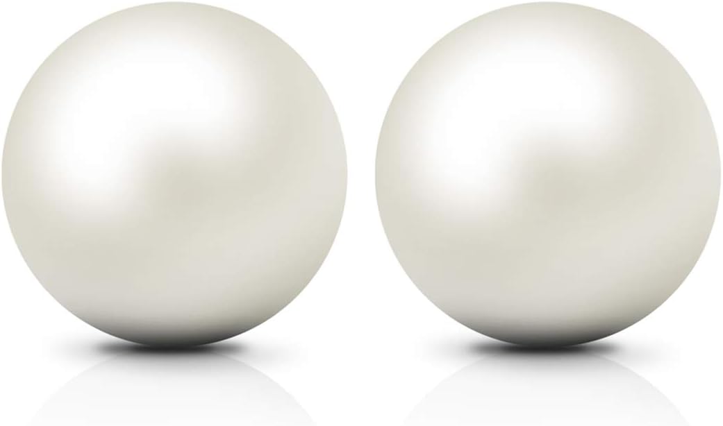 6-10mm Freshwater Cultured Pearl Button Ball Stud Earrings 925 Sterling Silver