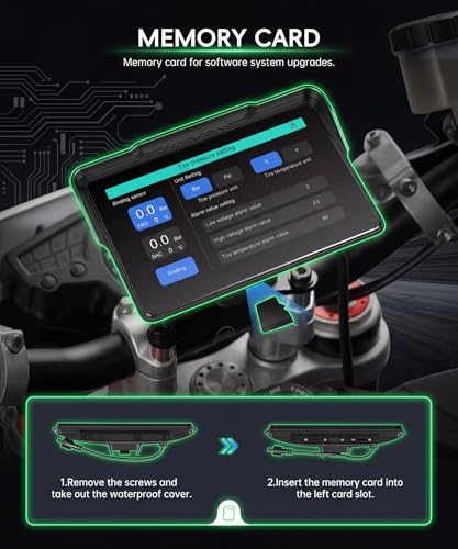 Image of Motorcycle CarPlay Screen 7 Inch Wireless Carplay Android Auto for Motorbike with Removable Bracket, IP68 Waterproof Touchscreen, Supports GPS Navigation Bluetooth