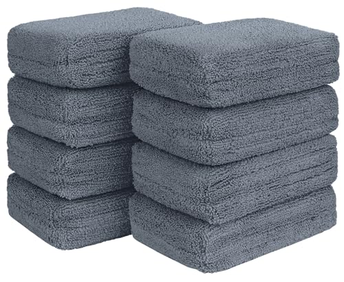 HOMEXCEL Microfiber Applicator Pads Scratch-Free Car Wash Sponge for Cleaning Premium Wax Foam Applicator Pads for Car Detailing 5x3 8 Pack Grey
