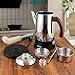 APOXCON Electric Coffee Percolator Stainless Steel Coffee Pot with Two Tough Glass Clear Brew Progress Knob & Treated Solid Wood Handle & On/OFF Switch Auto Keep Warm Cordless Serve (8 Cup)