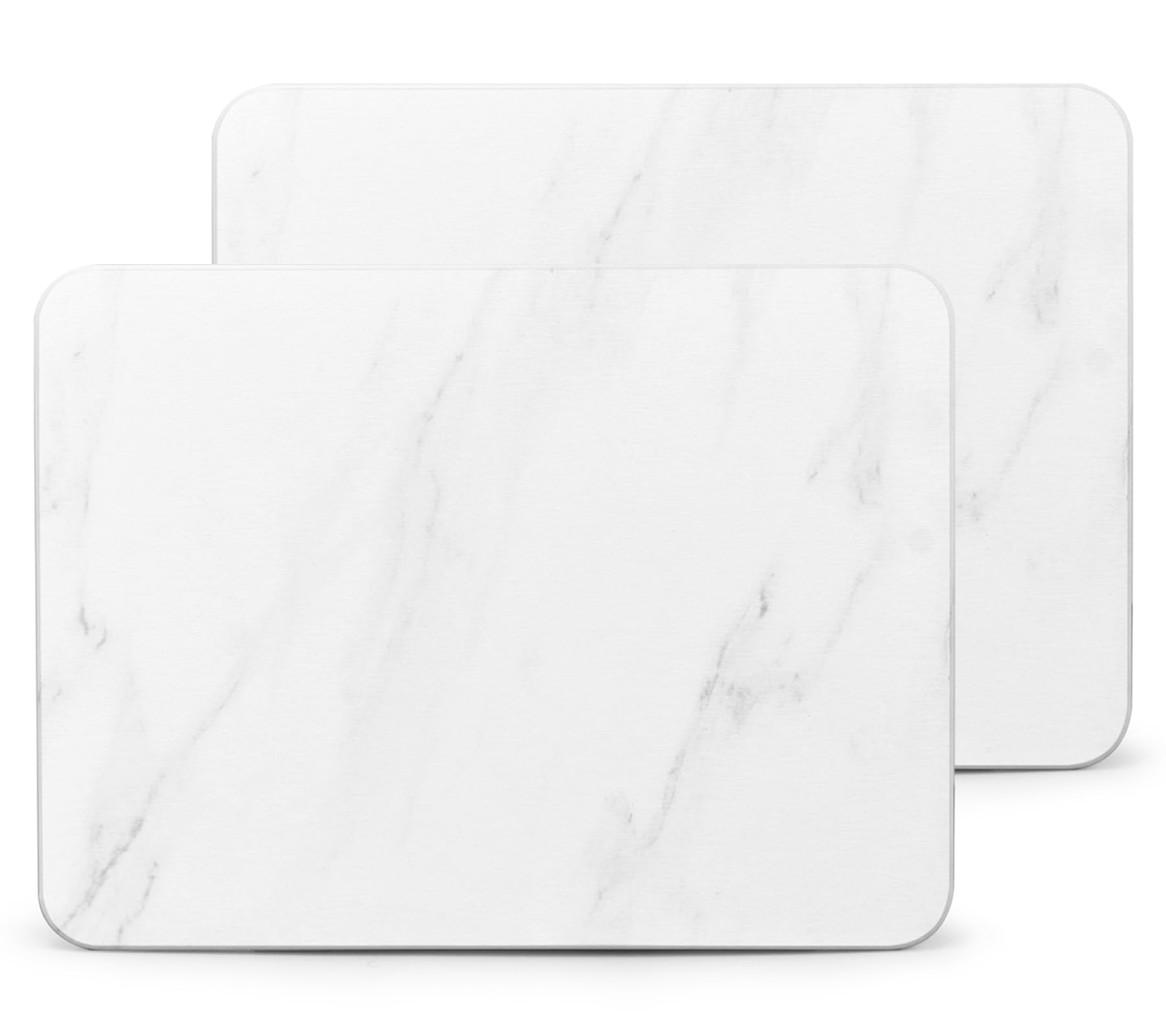 2 Pack Stone Dish Drying Mats for Kitchen Counter, Fast Dry, Super Absorbent Dish Drying Mat, Eco-Friendly Diatomaceous Earth Mat with Non-Slip Pad for Dishes Bottles Cups(16x12 Inch, White Marble)