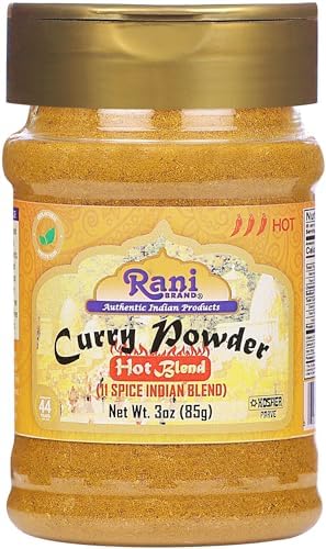 Rani Curry Powder Hot (11-Spice Authentic Indian Blend) 3oz (85g) PET Jar ~ All Natural | Salt-Free | Vegan | No Colors | Gluten Friendly | NON-GMO | Kosher | Indian Origin