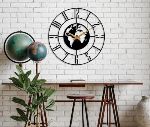 Image of AVVIC MART Wall Clock Stylish Metal Analog Wall Clock for Living Room, Bedroom, Office, Kitchen, Home and Hall | Antique Fancy Big Size Modern Wall Watch (Black(DA-125), 50 CM)