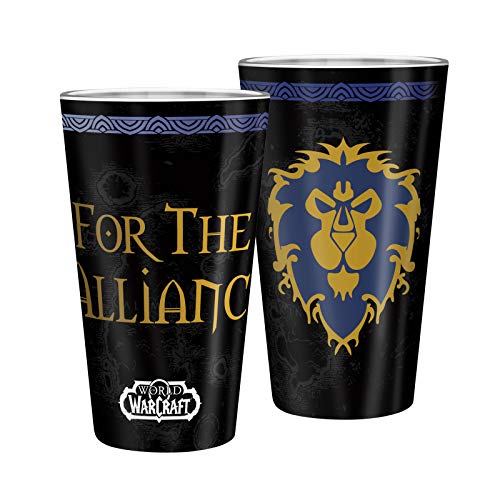 ABYSTYLE World of Warcraft Alliance Drinking Glass 14 Oz. Blizzard Entertainment Game Drinkware Home & Kitchen Essential Gift. Includes 1 Glass