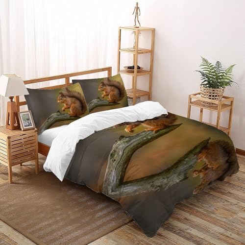 Housse de couette écureuil microfibre douce parure lit double supérieure pour enfant - 2