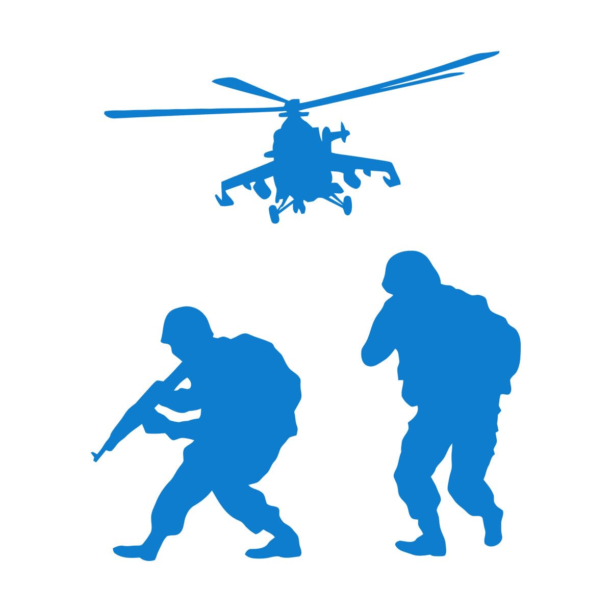 Wall Decals Paster Paper Soldiers Helicopters Army Air Force Military War Aviation 81x97.2cm Self adhesive Extra Large Blue