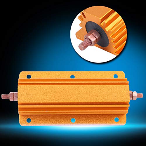 Power Aluminum Shell Wire-Wound Resistor, Rx24 200W 1R(1Ohm) Gold Tone Axial Aluminum Housed Fixed Resistor, Powerful Heat Dissipation #TOP4