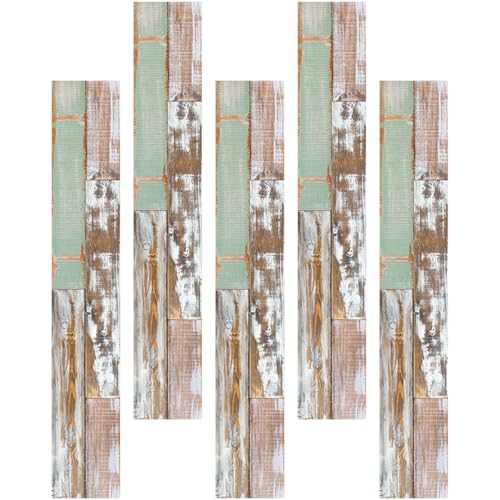 VILLFUL Baldosas Autoadhesivas para Suelo Veta de Madera 15X90 CM 5 Piezas Desmontables y Resistentes para Dormitorio Cocina Baño y Oficina Papel Pintado Autoadhesivo Decorativo