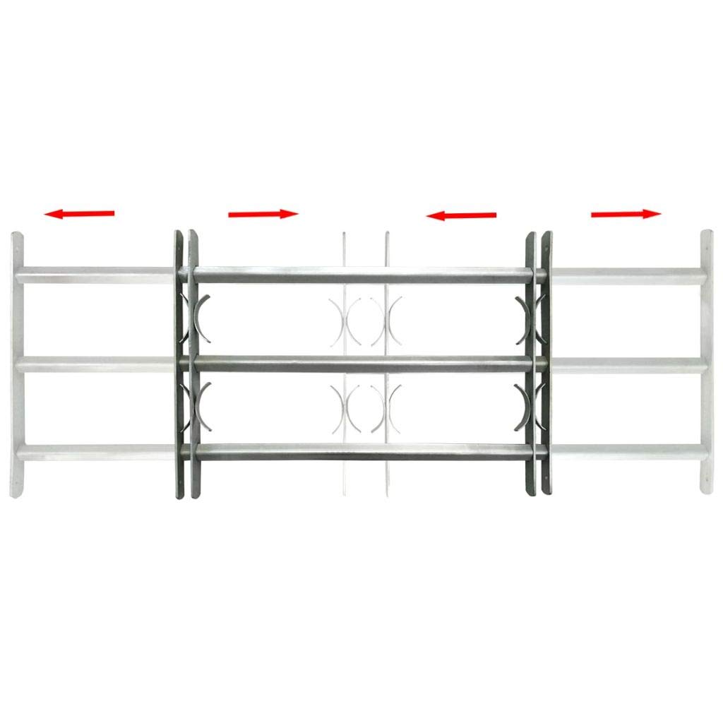 Tidyard Grille de Défense Ajustable à 3 Traverses pour Fenêtre - en Acier Galvanisé - Robuste et Durable - 1000-1500 mm