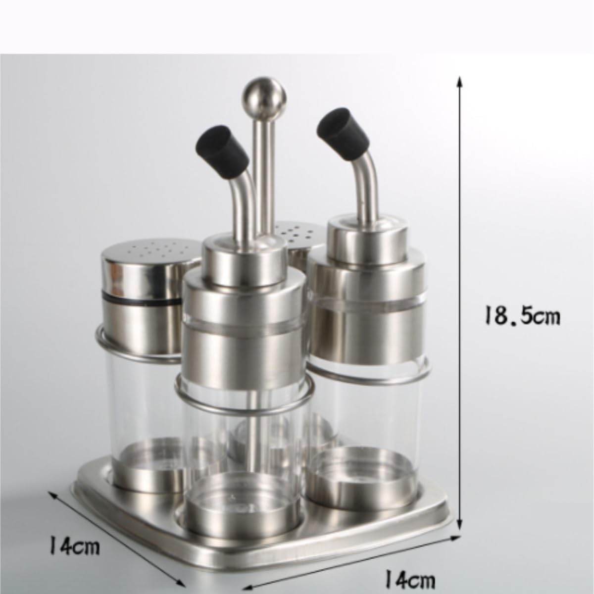 Set di 4 contenitori da cucina in acciaio inox per olio e aceto, ideali per cucinare e mangiare
