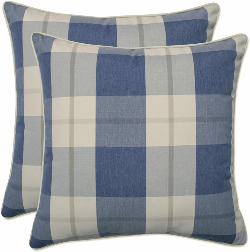 Pillow Perfect Outdoor/Indoor Branson Lapis Blue Throw Pillows, 16.5" x 16.5", Pack of 2