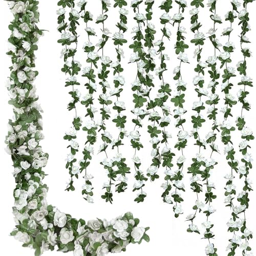 WEISPARK Fake Flowers - 10pcs 82 FT Artificial Rose Vine Flower Plants Hanging Rose Ivy for Home Hotel Office Wedding Party Garden Craft Art Décor