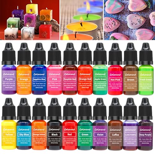 Candle Dye - 16 Popular Vibrant Colors Candle Making Liquid Oil-B...