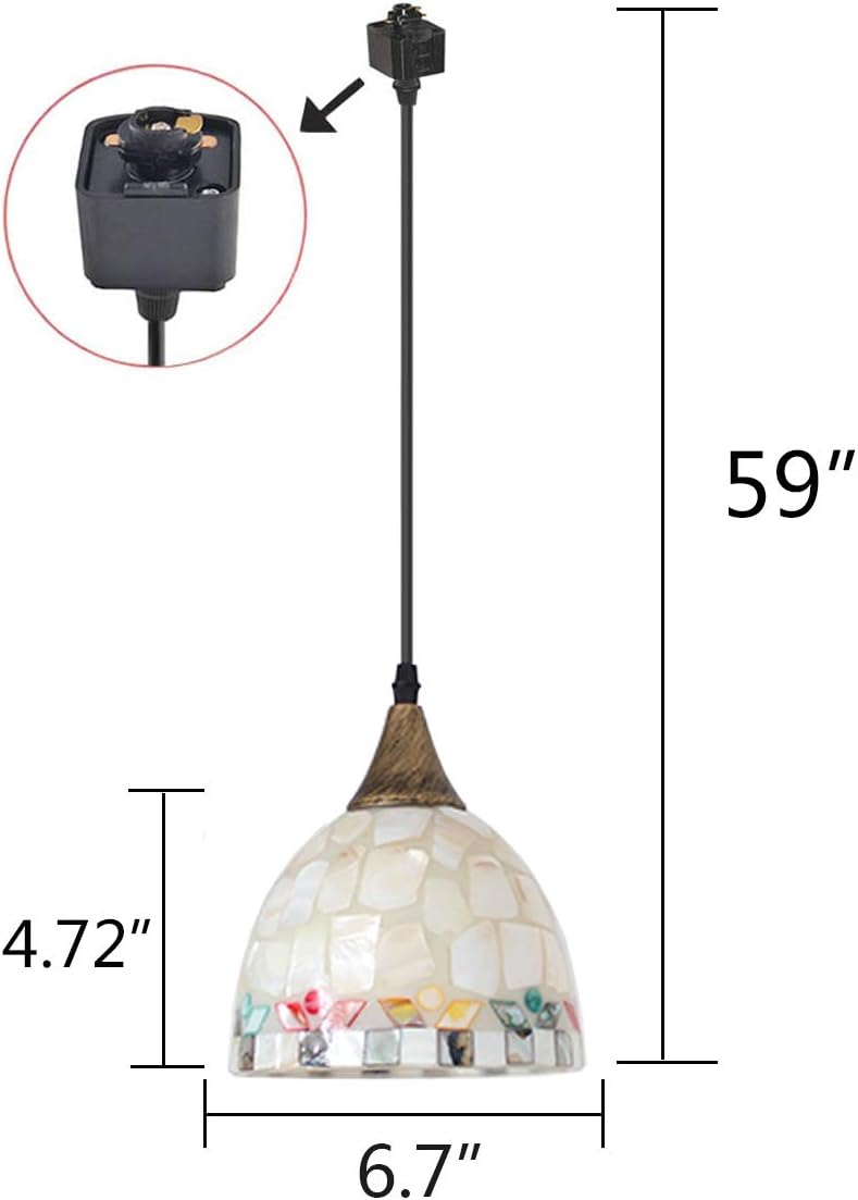 Kiven 3-Pack H-Type Track Light Pendants Hand Crafted Shell Glass Hanging Light for Kitchen Island,Dimmable