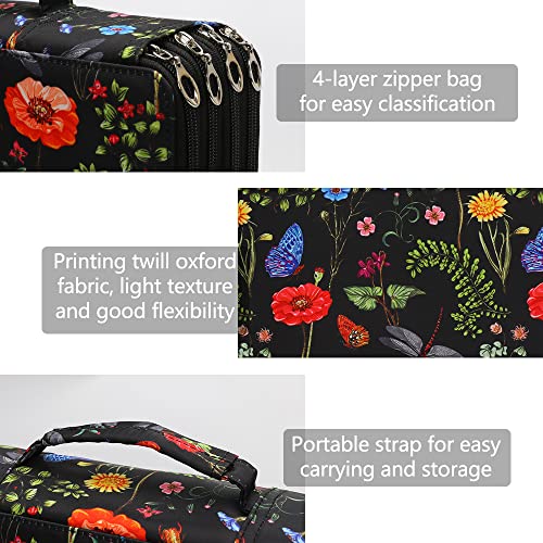 Image of Vomgomfom 300 Slots Marker Case 4-Layer PU Leather, Handle, Black