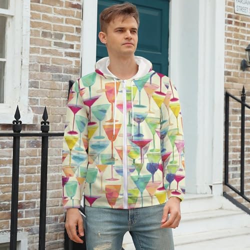 Vintage Colorful Glass Men's Zip Up Hoodie Casual Drawstring Hooded Sweatshirt with Kanga Pocket3