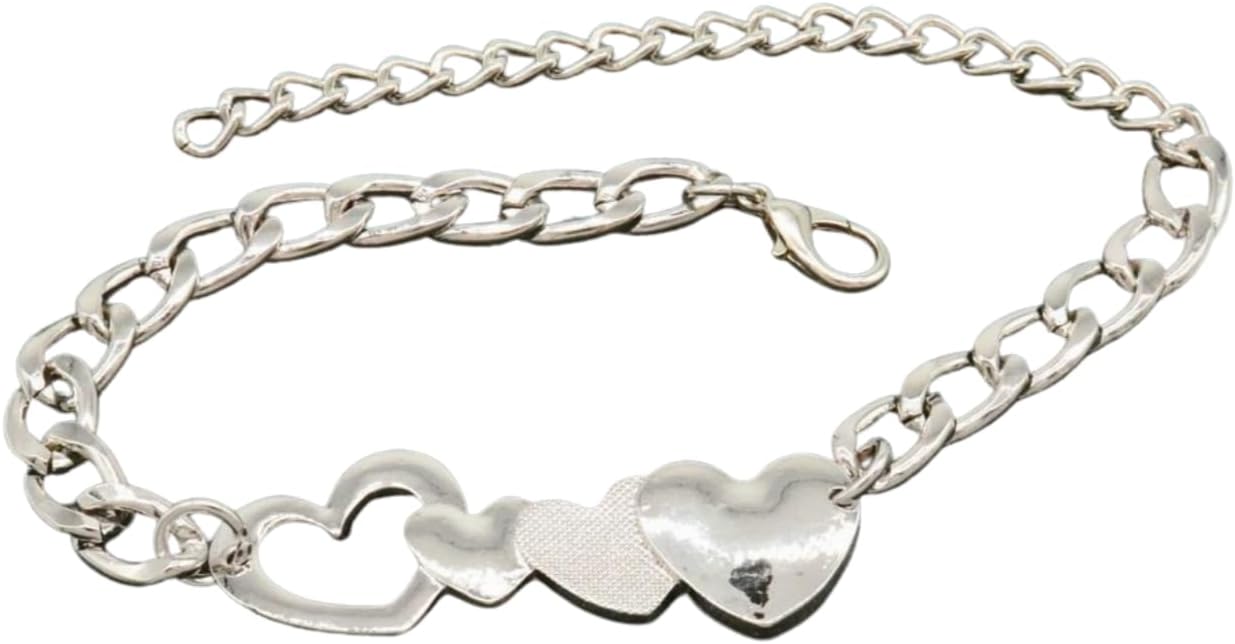 Women Fashion Jewelry Metal Western Boot Bracelet Chain Shoe Anklet Love Heart Charm Silver BC109
