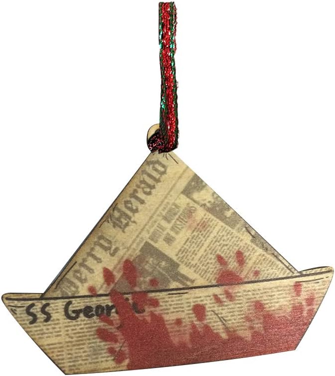 SS Georgie Boat Scary Clown Horror Movie Laser Engraved Printed Wooden Christmas Ornament Gift Seasonal Decoration, for Him, for Her, for Boys, for Girls, for Husband, for Wife, for Them, for Men,