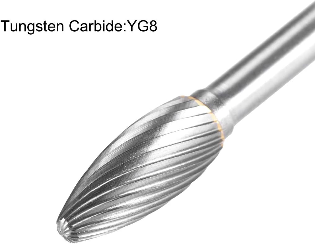 uxcell Tungsten Carbide Rotary Files 1/4" Shank, Single Cut Flame Shape Rotary Burrs Tool 10mm Dia, for Die Grinder Drill Bit Alloy Steel Hard Metal Carving Polishing Model Engineering