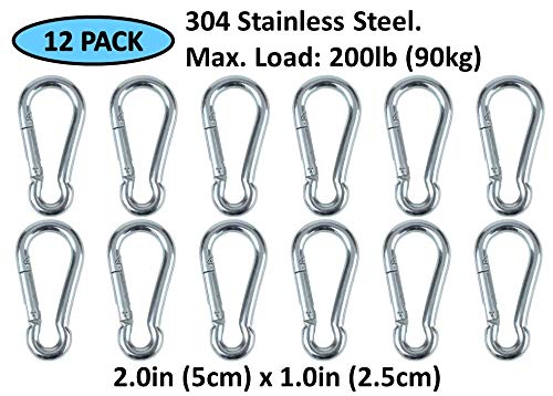 image for Branded Boards Heavy Duty Stainless Steel Carabiner Spring Snap Clip L