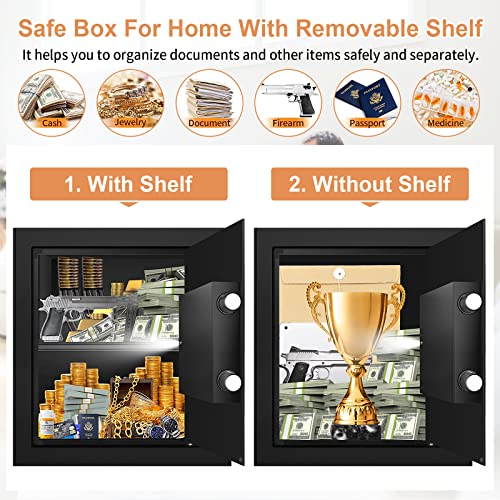 1.5 Cubic Safe Box Fireproof Waterproof, Fireproof Safes For Home With Electronic Keypad & Key, Security Safe Box For Money Firearms Medicine Valuables #TOP4