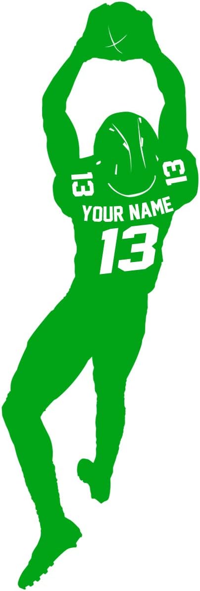 VWAQ Custom Football Player Wall Decal - Personalized Name Sports Sticker Vinyl Decor - CS48 (60" H X 20" W, Black)