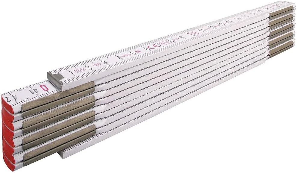 STABILA Folding Rule Type 1607, 2 m, White, Metric Scale, High Quality PEFC Certified Wood, Enclosing Joint Plates