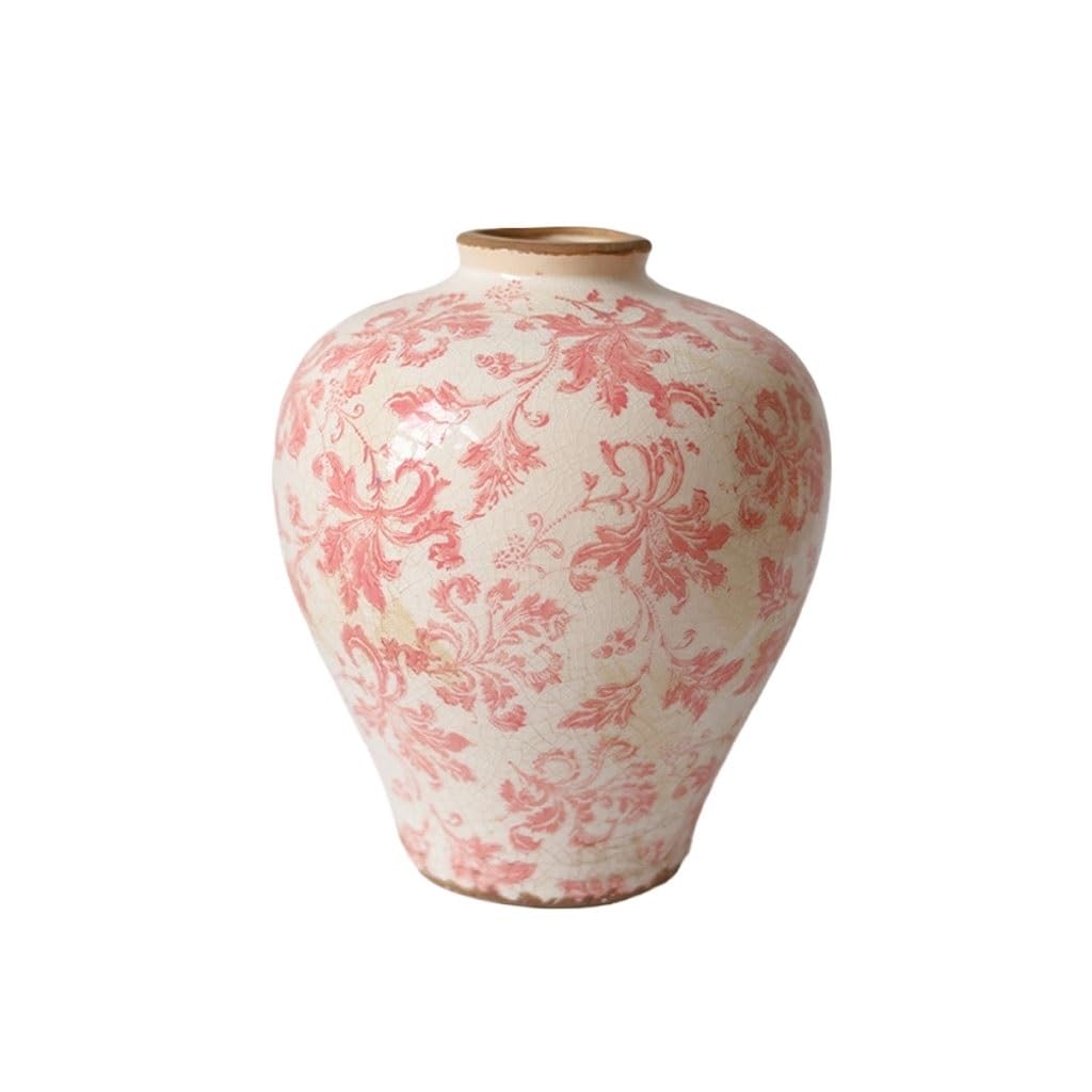 Kunyos A1 Vase French Retro Vase Ceramic Hydroponic Container Restaurant Living Room Flower Vessel Ornaments Ceramic Vase(A1)