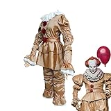 Halloween Pennywise Costumes Adult,Halloween Pennywise Kostüme Erwachsene, Halloween Cosplay Scary Clown Minion Kostüme Pennywise Anzüge für Erwachsene/Männer/Frauen Deluxe IT Clown Kostüm Großer Erwa