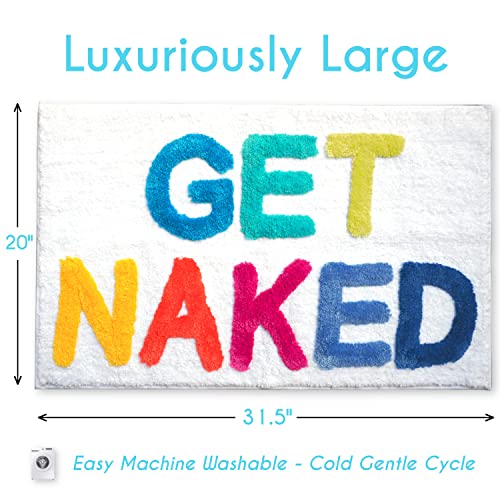 Evovee Get Naked Bath Mat Rainbow Funny Cute Colorful Bathroom Rugs Multicolor White Rug Shower Funny Bathroom Decor Fun Cute Bath Mat Non-Slip #TOP2