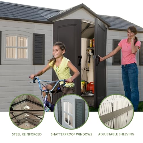 Lifetime 6446 Outdoor Storage Shed, 8 x 15 Foot, Desert Sand