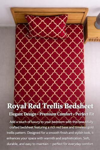 Image of DECORUM Glace Cotton Single Bedsheet with 1 Pillow Cover | Soft, Durable, Lightweight & Skin-Friendly Fabric| Suitable for Single /Diwan Bed Size