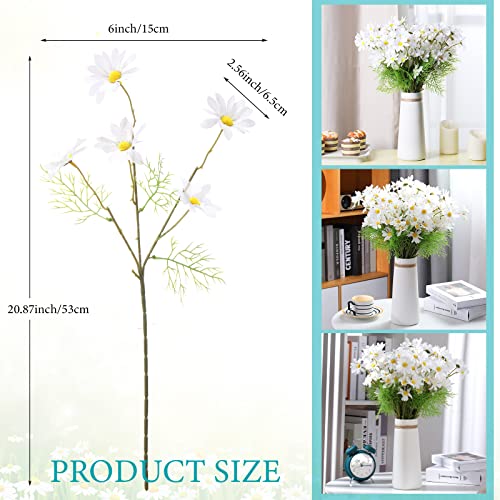 Geosar 80 Pieces Artificial Daisy Flowers White Daisy Artificial Flowers Fake Daisies Silk Faux Plastic Flower For Vase Decor Arrangements Garden Porch Decorations, White #TOP1
