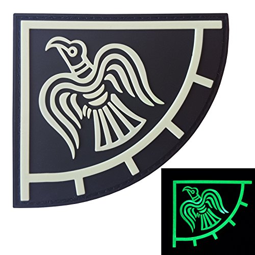 Parche Norse Raven Banner PVC Parche Vikingo compatible con Velcro Parches PVC para Mochilas Parches Vikingos para Chalecos Parches de Moral Vikingos Parches Nórdicos para Gorras (Negro y Blanco Brill