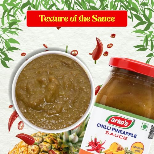 Image of ARKOS Homemade Chilli pineapple Sauce 800gm with 100% natural ingredients,Hot, Tangy, Sour, & Spicy with Authentic Chinese flavour Chilli Pineapple Sauce thick liquid eaten with food