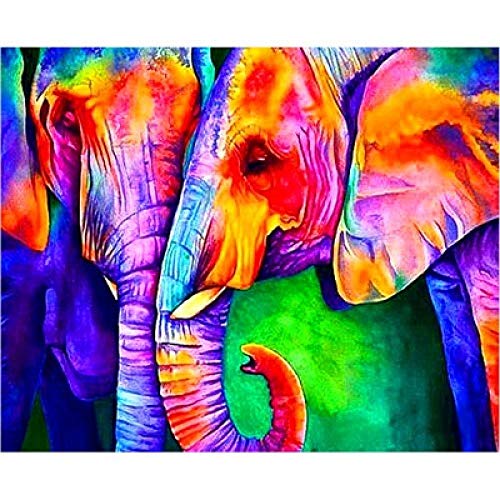 Diy diamant peinture deux éléphants pour salon moderne et relaxant