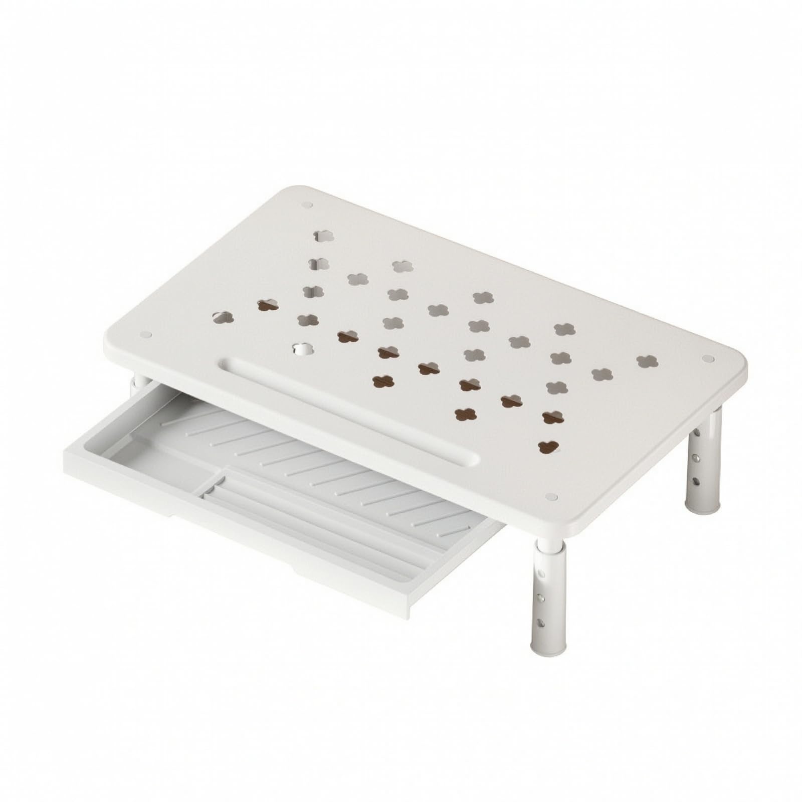 B Baosity Soporte Pantalla Escritorio con Cajón Ventilado Elevador Pantalla Altura Ajustable Base Elevadora con Cajón Extraíble para Oficina,