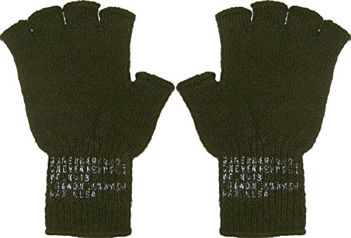 Army Universe Fingerless Wool Gloves Genuine GI Tactical Cold Weather Type II Inserts Glove Hand Liners - USA Made (Olive Drab)
