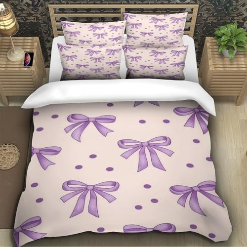 Housse de couette nœuds violets imprimé 3D douce et facile à laver - 5