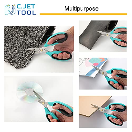 C.JET TOOL 8" Heavy Duty Scissors, Utility Scissors All Purpose for Cardboard, Plastic, Carpet, Rope, Leather. Sharp Stainless Steel Blades, Non‑Slip Handle, Kitchen Shears for Food, Meat & Poultry by C.JET TOOL - Image 6