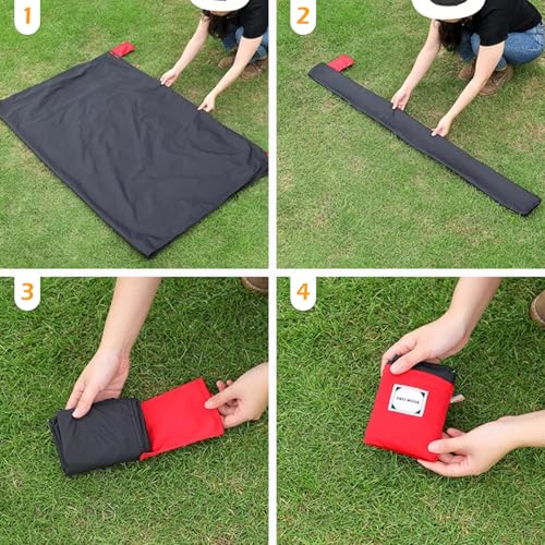 TRIWONDER レジャーシート コンパクト 軽量 グランドシート ピクニックシート キャンプ シート ビーチマット テント タープ 防水 ミニ アウトドア ポケット ブランケット 収納バッグ付き (M (110ｘ150cm), ブラック) 7枚目