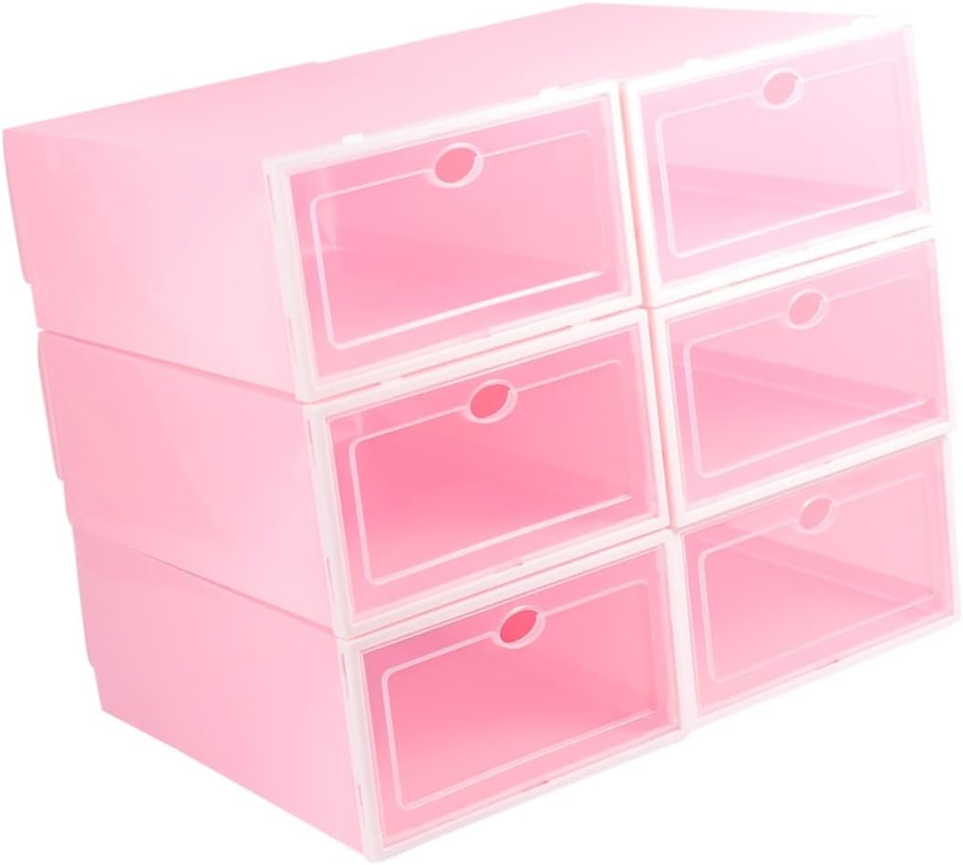 6pcs Thicken Shoe Boxes Stackable Storage Boxes for Shoes Closet Organizers Kitchens Offices