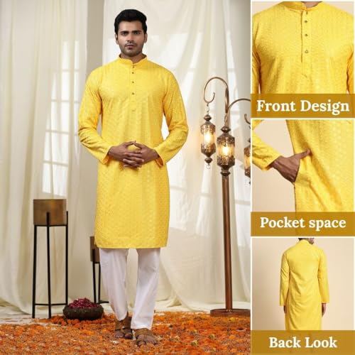 Image of Pro-Ethic Style Developer Mens Indian Traditional Cotton Kurta Sets, Men Kurta Set Indian Wedding Dress (A-117)