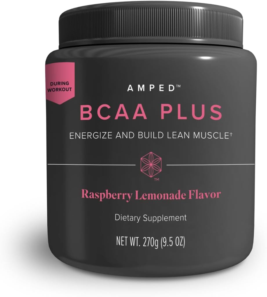 Isagenix Amped BCAA Plus - Help Promote FatBurning and Endurance During Workouts - Raspberry Lemonade Flavor - 9.5 oz Canister - 20 Servings