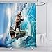 Tenda Doccia Antimuffa (180 X 180 Cm) Antimuffa Impermeabile Tenda per Doccia Poliestere Orso da Surf con Ganci Doccia per Doccia Bagno