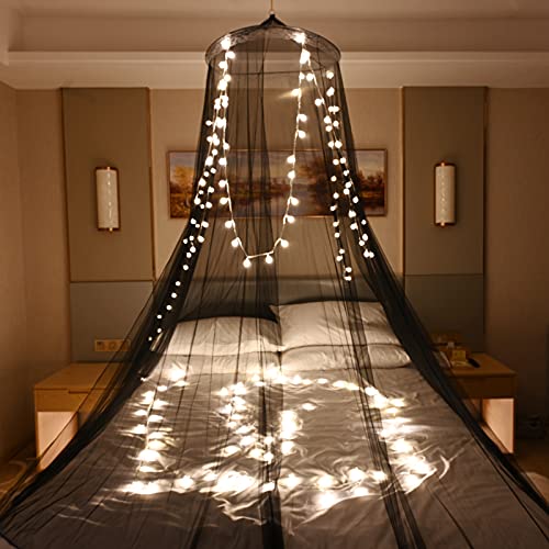 Skyteelor Bed Canopy,Dream Bedspread With 100 Led Lights For Children, Girls, And Adults,1 Entry,For Single To King Size Bed Curtain,Black #TOP1