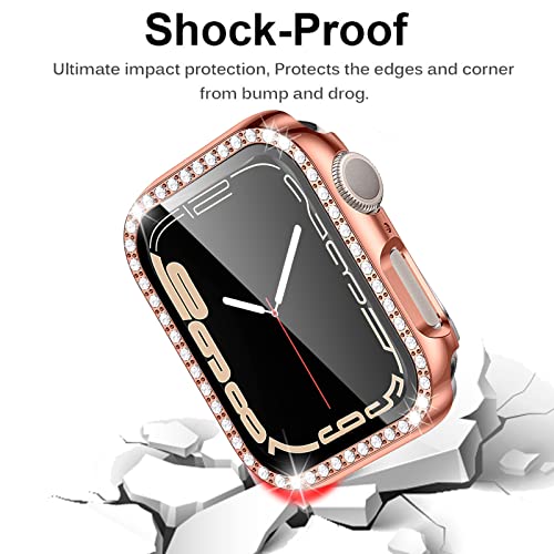 Miimall Bling Case Compatible for Apple Watch Series 8/7 45mm, PC Case with Tempered Glass Screen Protector&Crystal Diamonds - Image 4