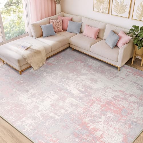 RELEANY Washable Area Rugs 9'x12' Non-Slip Modern Abstract Soft for