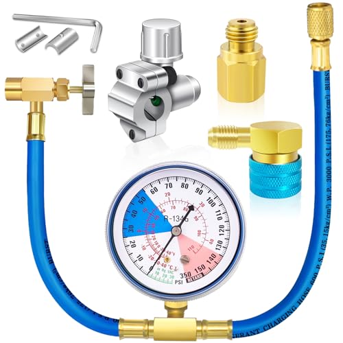 Refrigerator Freon Recharge Kit, R134a Refrigerant Recharge Kit, Fridge Recharge Kit, with 1 BPV31 Bullet Piercing Tap Valve, 1 R134a Self-Sealing Adapter, for Home AC Refrigerant System Sty